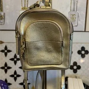 Henri Bendel Gold Metallic Pebbled Leather Backpack Henri Bendel Gold Backpacks | Mercari main image 4